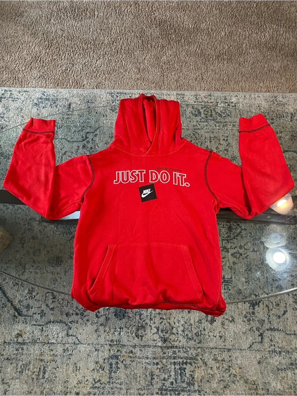 Nike Kids Red 'Just Do It.' Pullover Hoodie